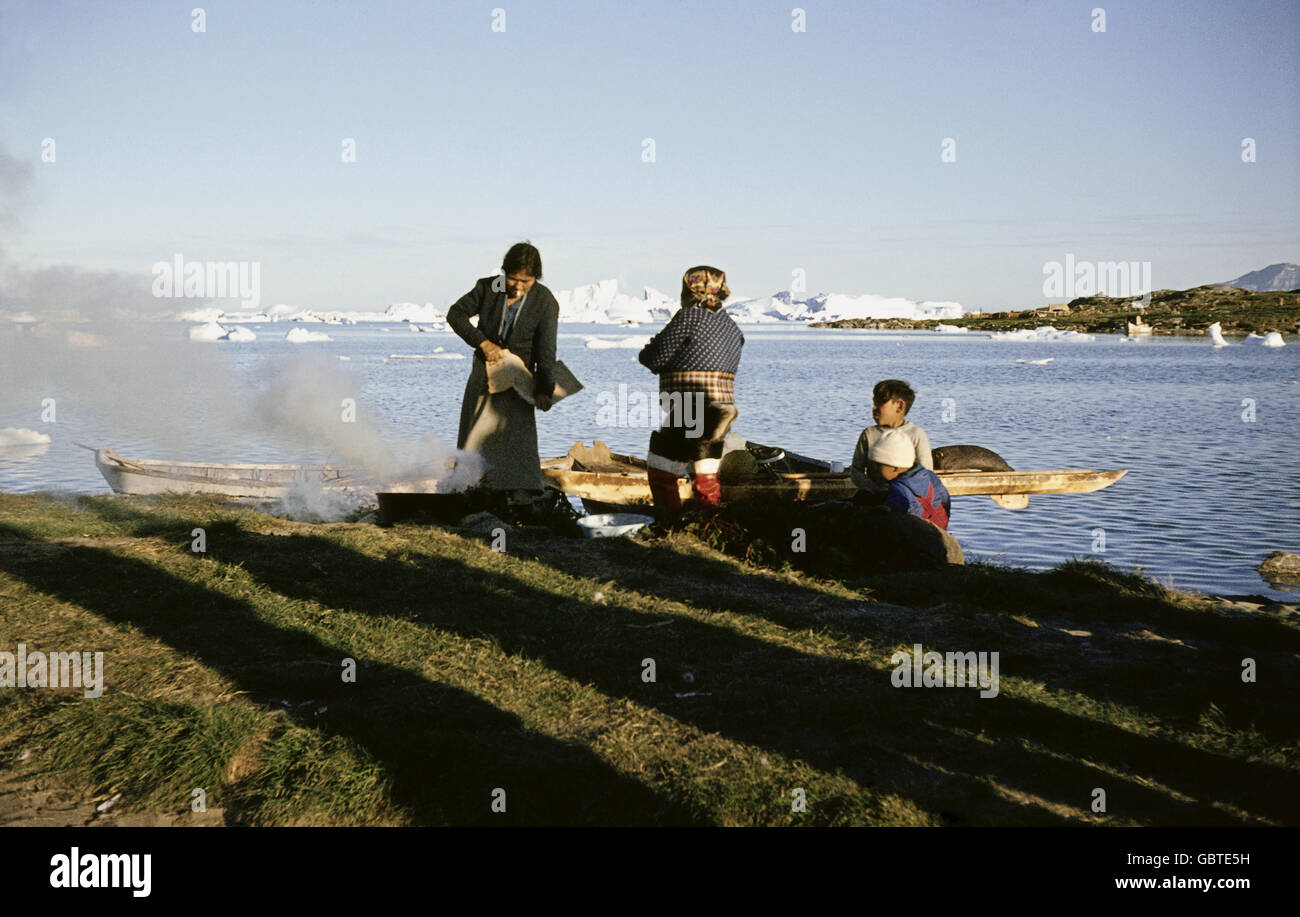 geography / travel, Greenland, people, locals at the coast, 1962, Additional-Rights-Clearences-Not Available Stock Photo