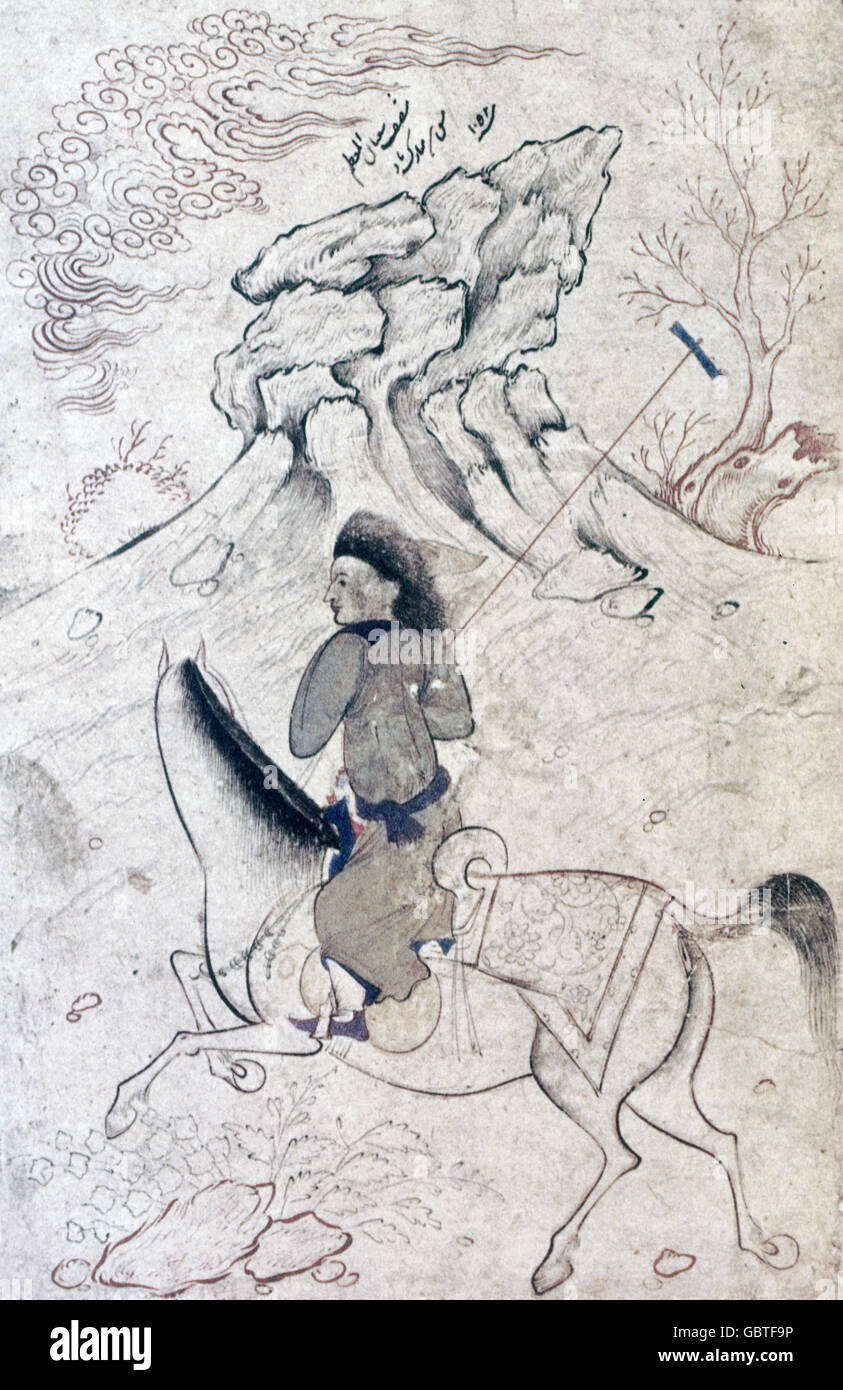 sports, horse-riding, polo, polo, brush drawing by Riza Abbasi, 1652, Artist's Copyright has not to be cleared Stock Photo