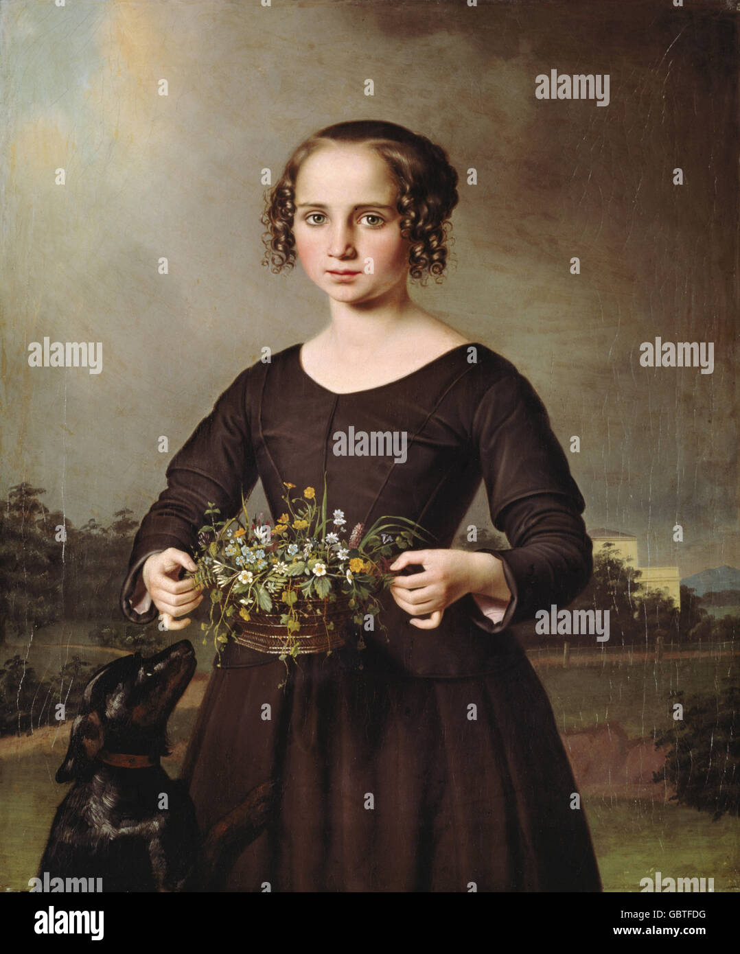 fine arts, Rayski, Ferdinand Louis von, (23.10.1806 - 23.10.1890), painting 'Image of a Girl', 1850s, 69 x 57 cm, Lindenau Museum, Altenburg, Stock Photo