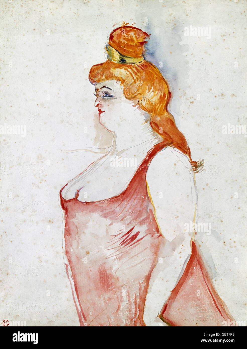 fine arts, Toulouse-Lautrec, Henri de (1864 - 1901), painting, 'Cocyte dans la Belle Helene' (Cocyte in The Beautiful Helen), mixed media, watercolour, 1900, Museum Albi, Stock Photo