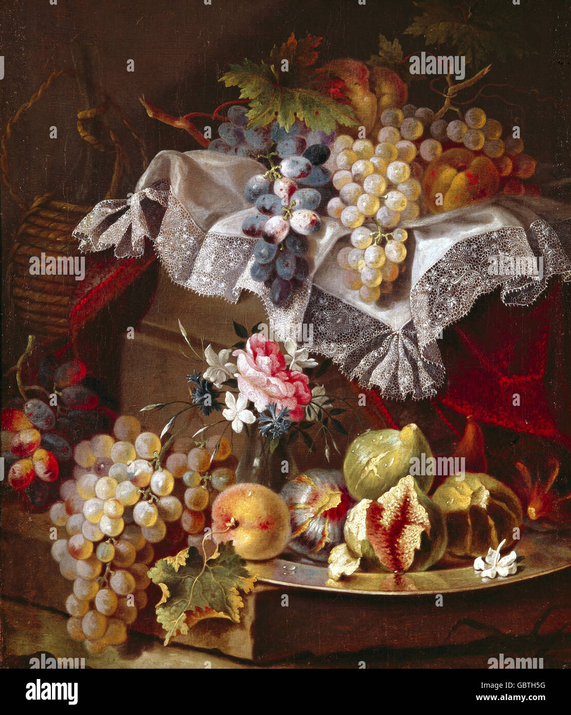 fine arts, Pfeiler, Maximilian (17th century), painting, 'Flowers and Fruits', Pommersfelden, Stock Photo