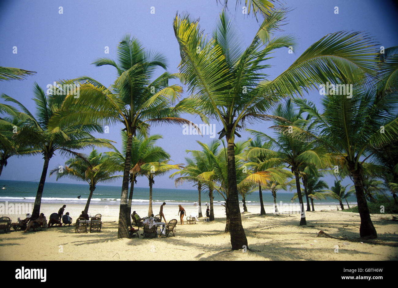 the beach of Anjuna in the Province Goa in India. Stock Photo
