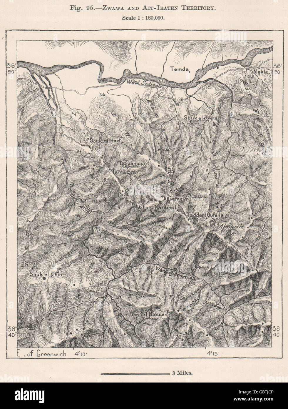 ZwawaZouaoua & AitAït Iraten Territory. Kabylia, Algeria, 1885 antique  map Stock Photo - Alamy