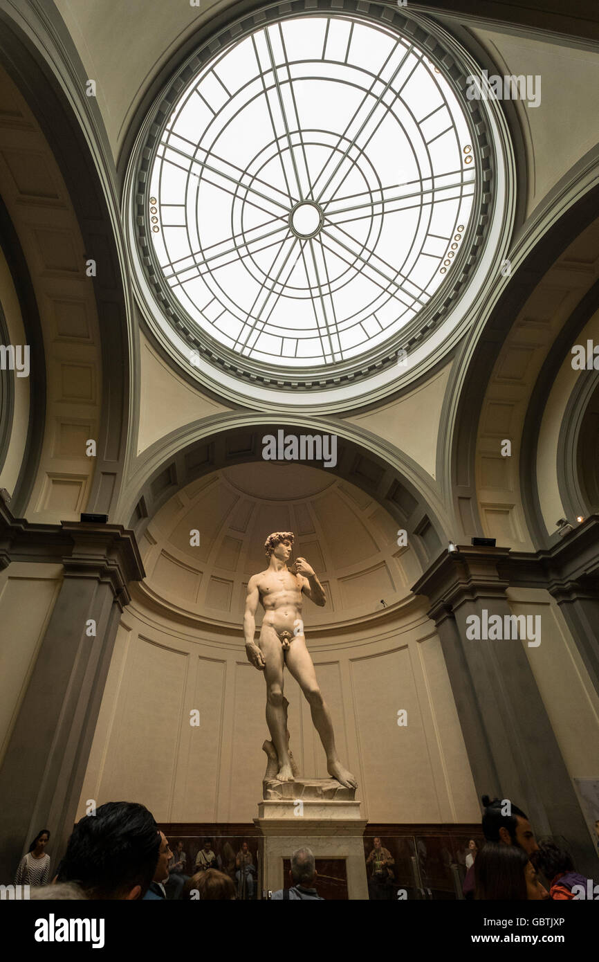 David statue by Michaelangelo in the Galleria dell'Accademia, Florence, Tuscany, italy Stock Photo