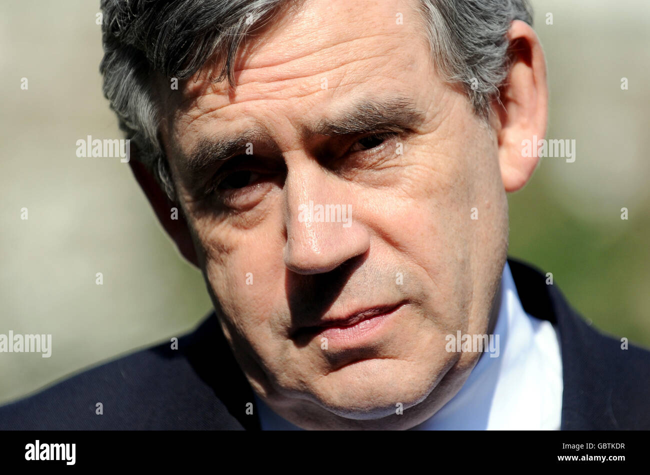 Prime Minister Gordon Brown in the garden of 10 Downing Street, London, as he meets members of the Maternal Mortality Campaign. Stock Photo