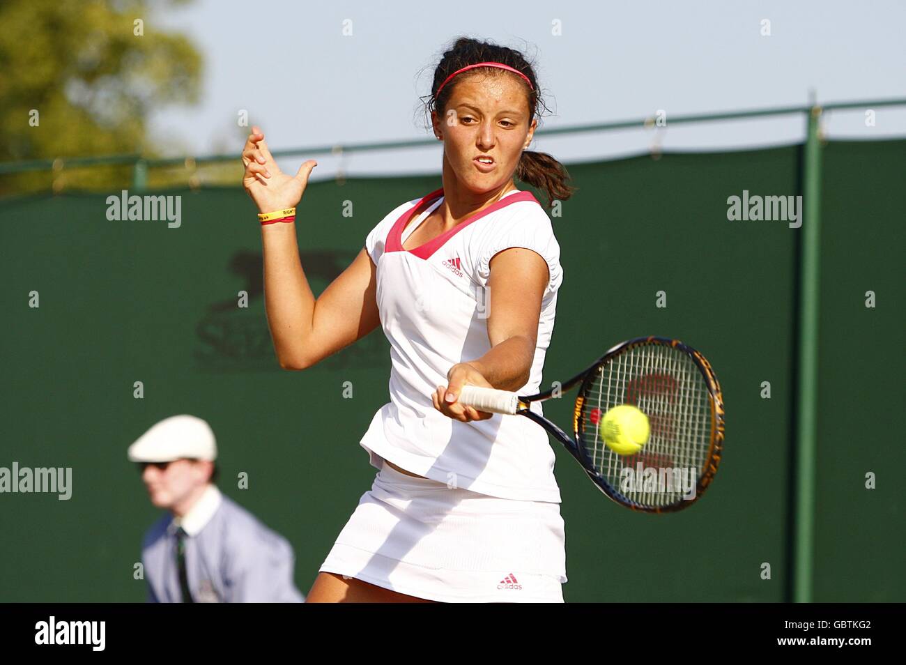 Great Britain's Laura Robson in action in her Girls' Singles Second Round match against Australia's Sally Peers during the Wimbledon Championships 2009 at the All England Tennis Club in Wimbledon. Stock Photo