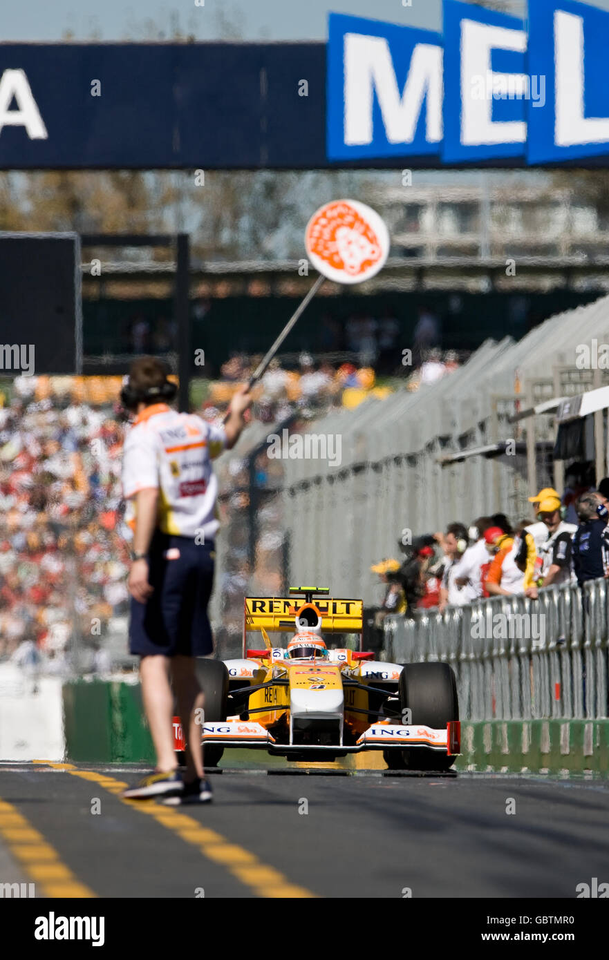 Renault's Nelsinho Piquet during the qualifying session at Albert Park, Melbourne, Australia. Stock Photo