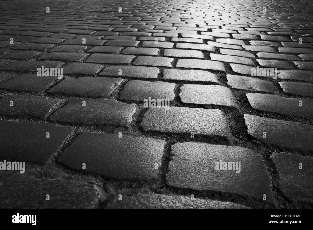 Old Pavement. Old gray pavement close b/w Stock Photo