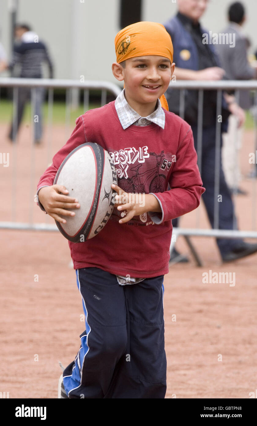 Kids enjoying a bit of Rugby fun during the Mela Festival, Kelvingrove ...