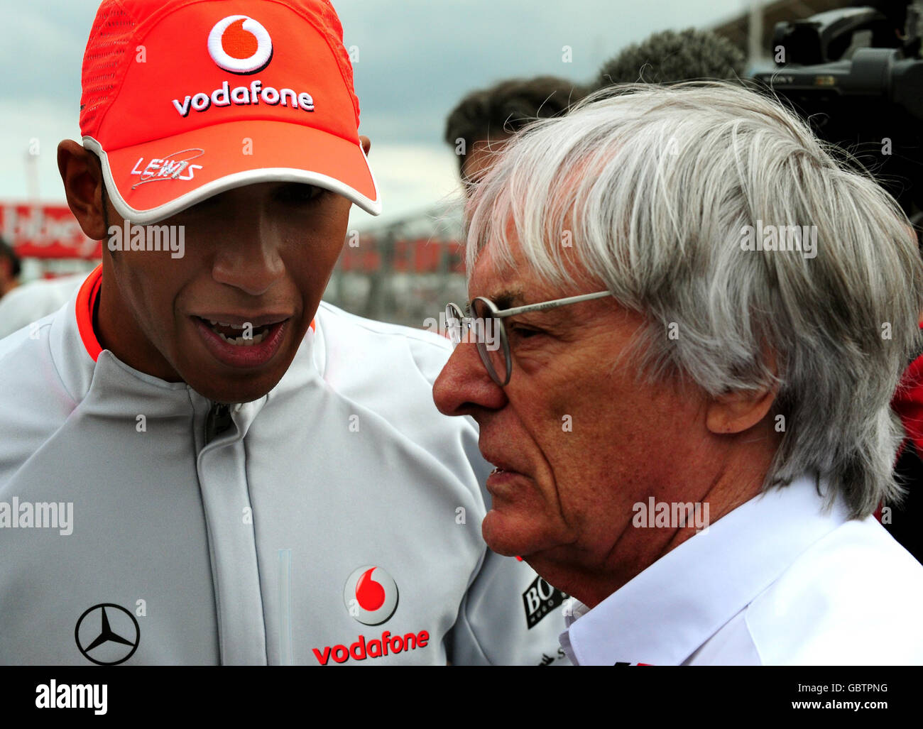 Lewis Hamilton and Bernie Ecclestone before during the British Grand