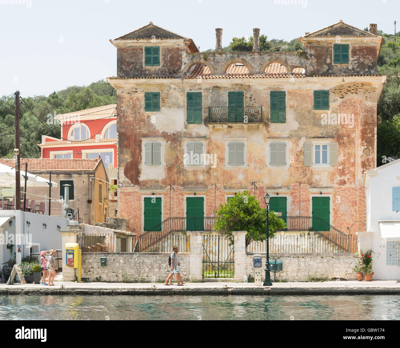 The old Governors House building - now used as holiday apartments, Gaios, Paxos, Greece Stock Photo