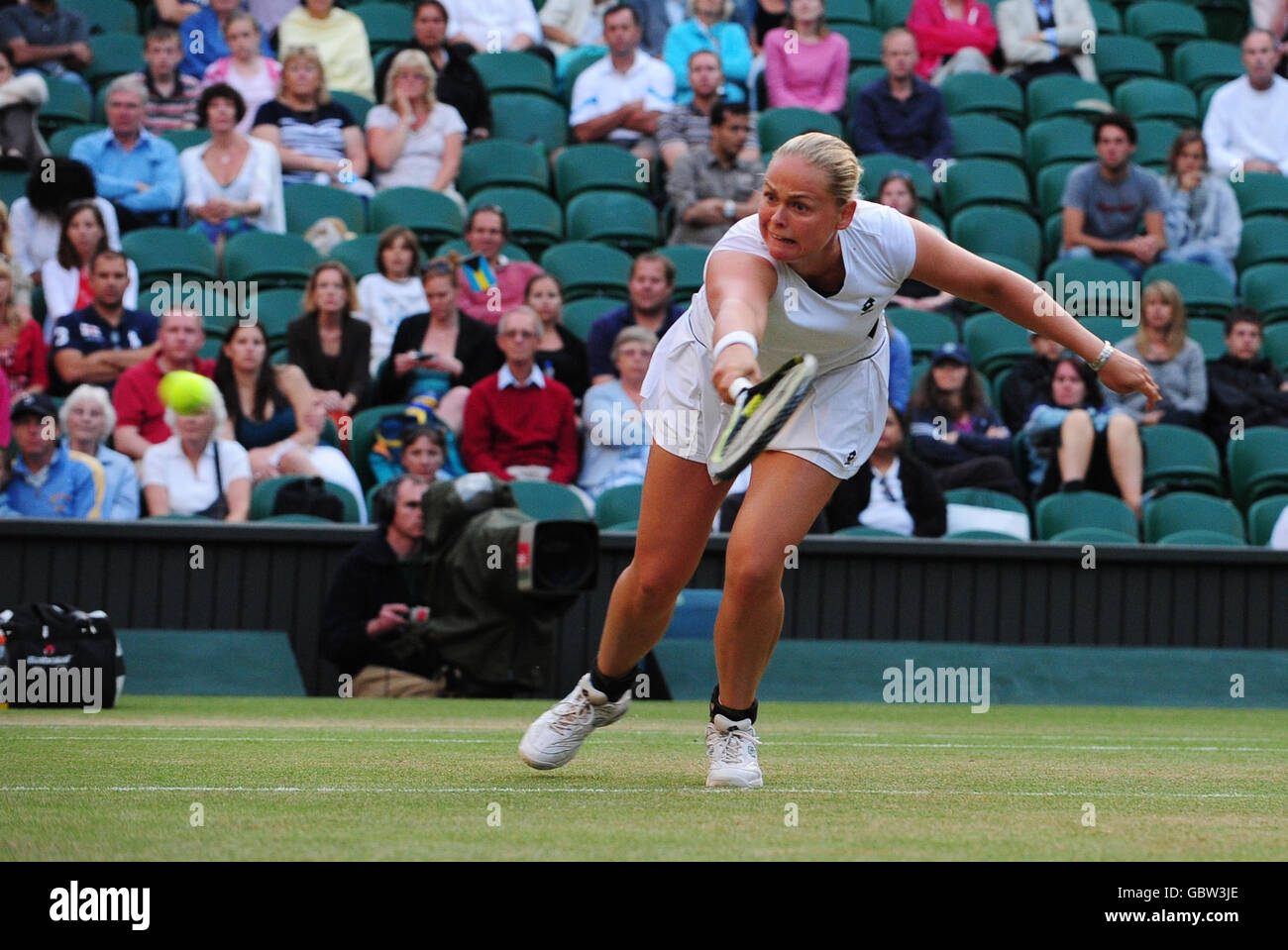 Germany's Anna-Lena Groenefeld in her Mixed Doubles Final during the Wimbledon Championships at the All England Lawn Tennis and Croquet Club, Wimbledon, London. Stock Photo