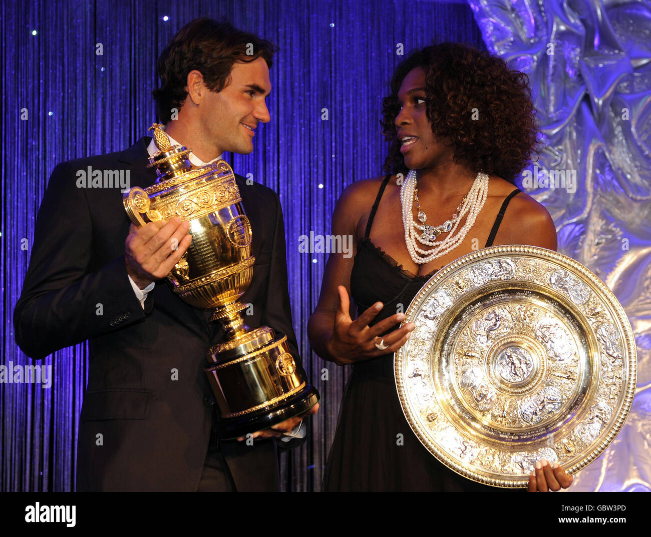 Wimbledon Champions Roger Federer (left) and Serena Williams during the