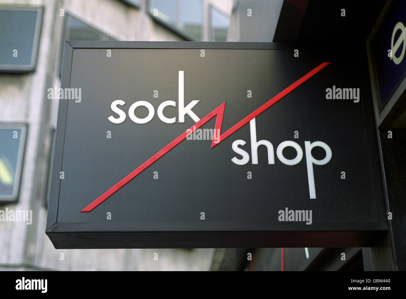The sign outside sock shop near st pauls square hires stock