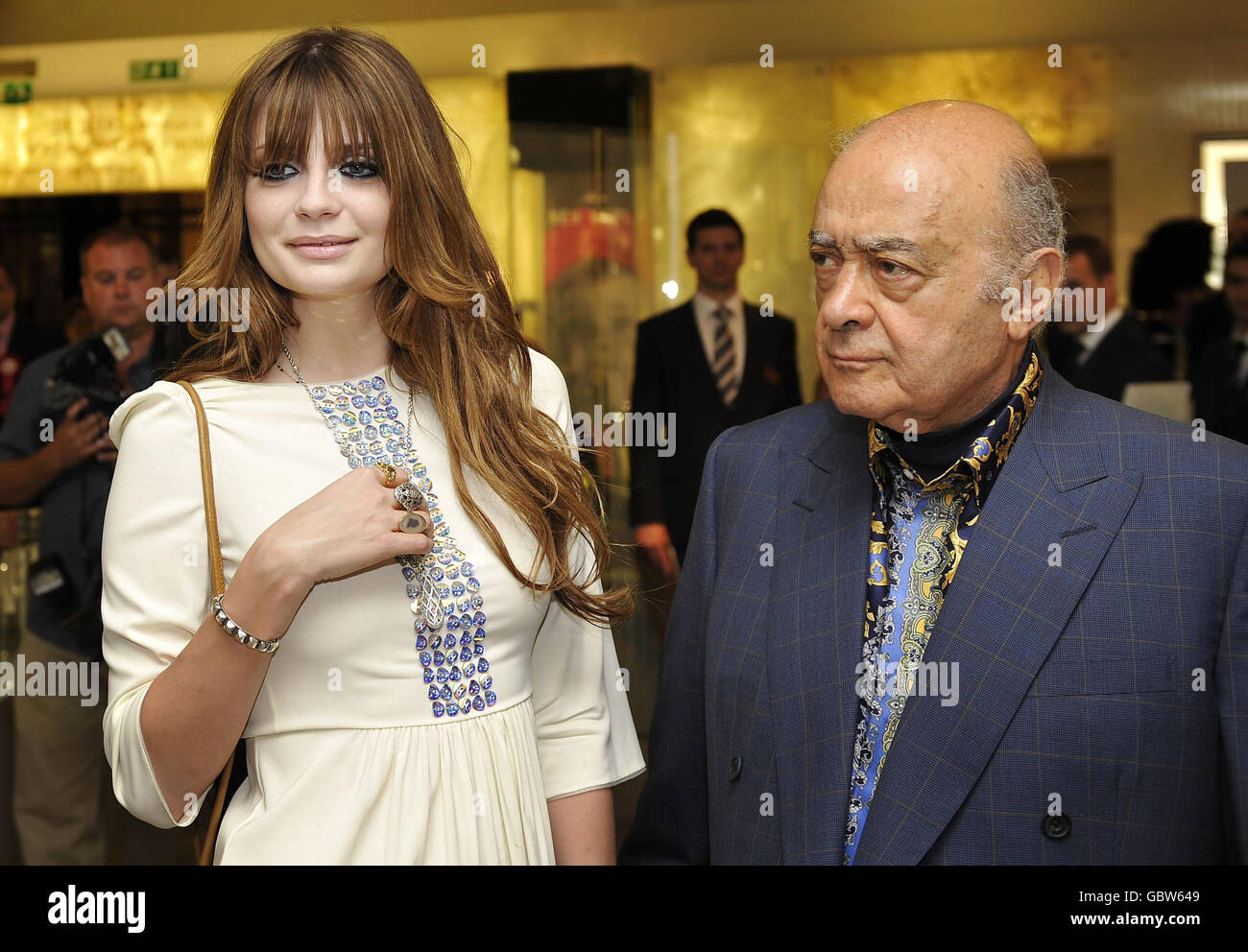 Actress Mischa Barton and Harrods boss Al Fayed attend the launch of the store's summer sale Stock Photo - Alamy