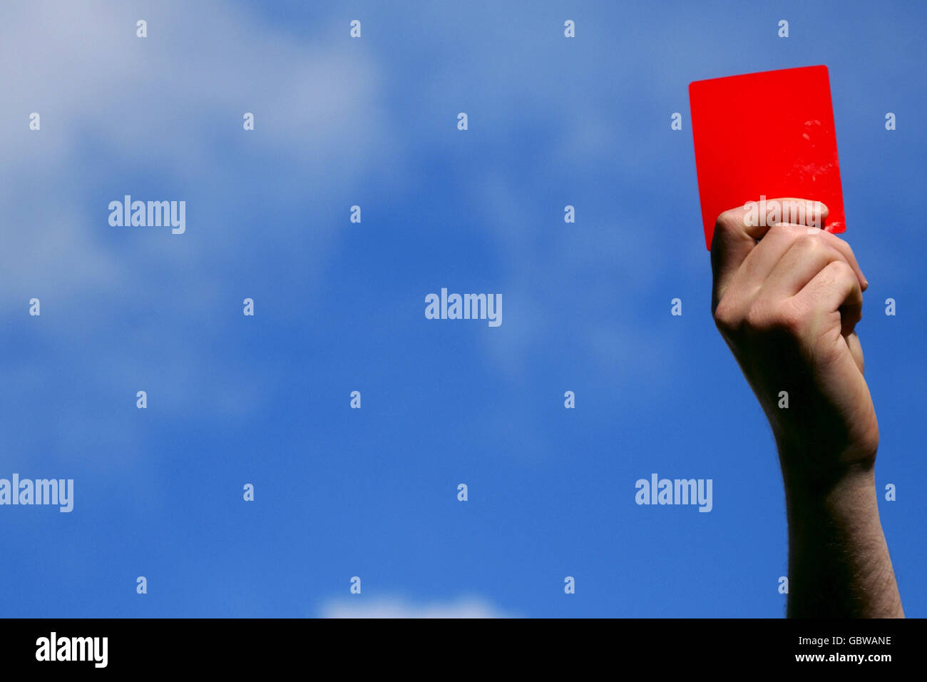 Soccer - Referee Booking. Red card Stock Photo