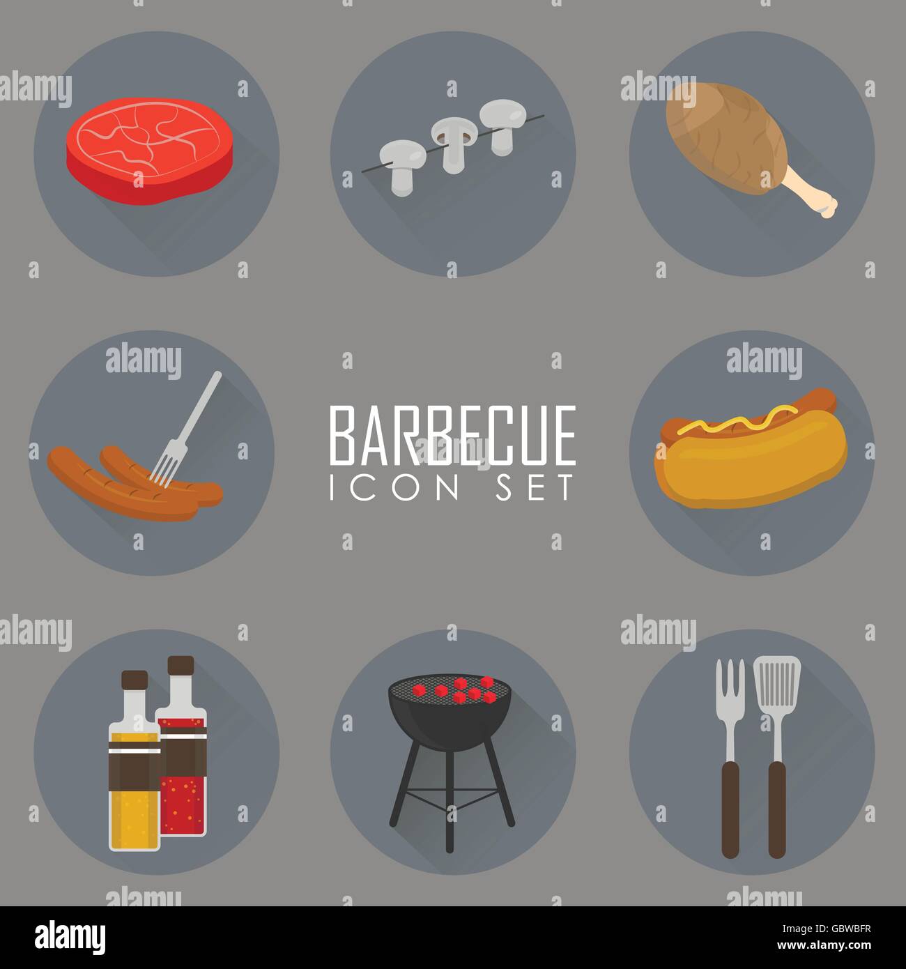 Icons set of Barbecue Grill Stock Vector Image & Art - Alamy