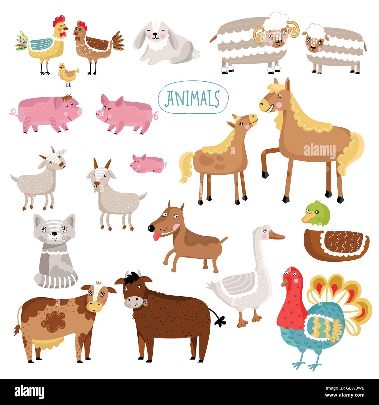 Vector illustration of farm animals Stock Vector Image & Art - Alamy