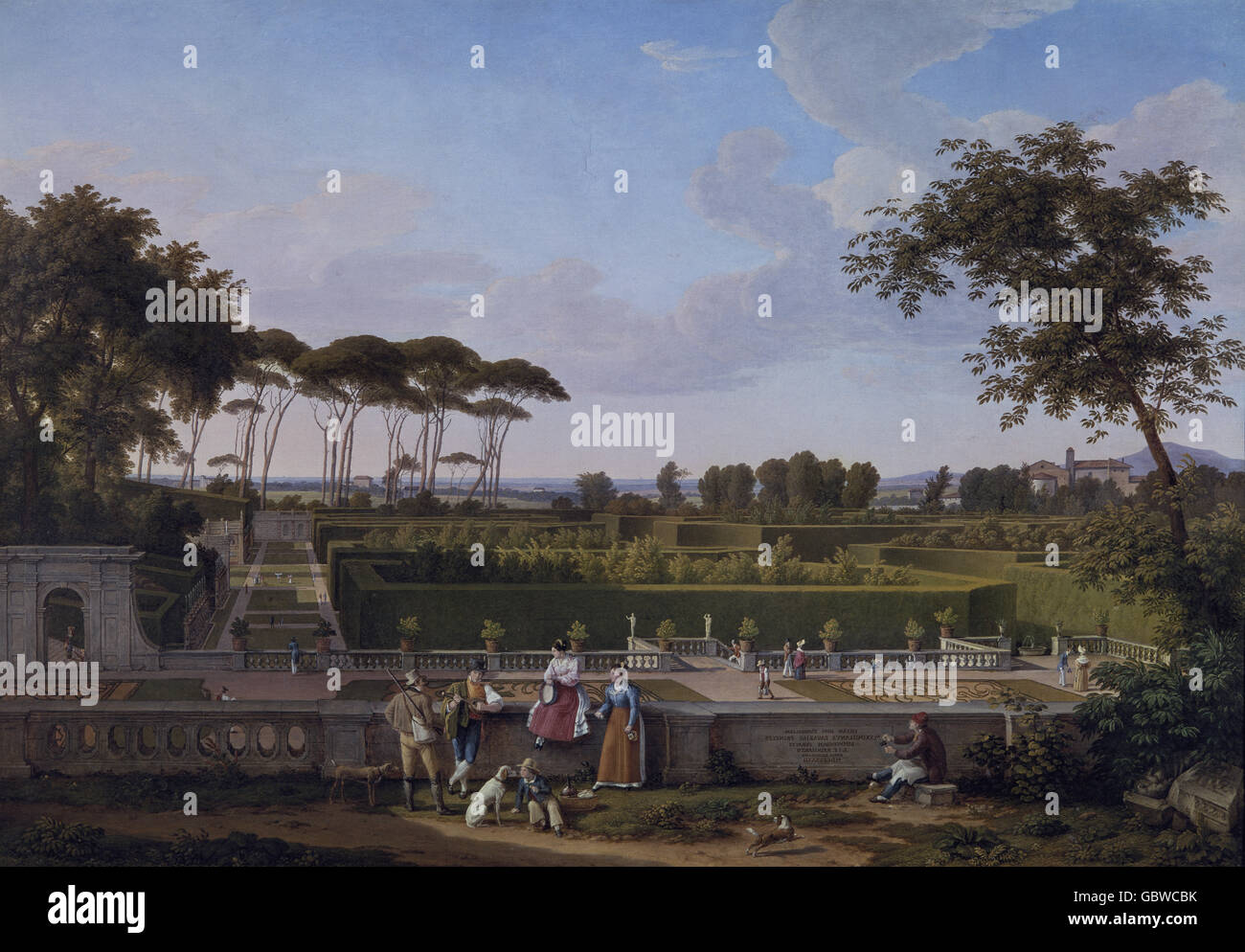 fine arts, Reinhard, JOhann Christian (1761 - 1847), painting 'Villa Doria Pamphilj', 1832, Museum Folkwang Essen, Germany, Stock Photo