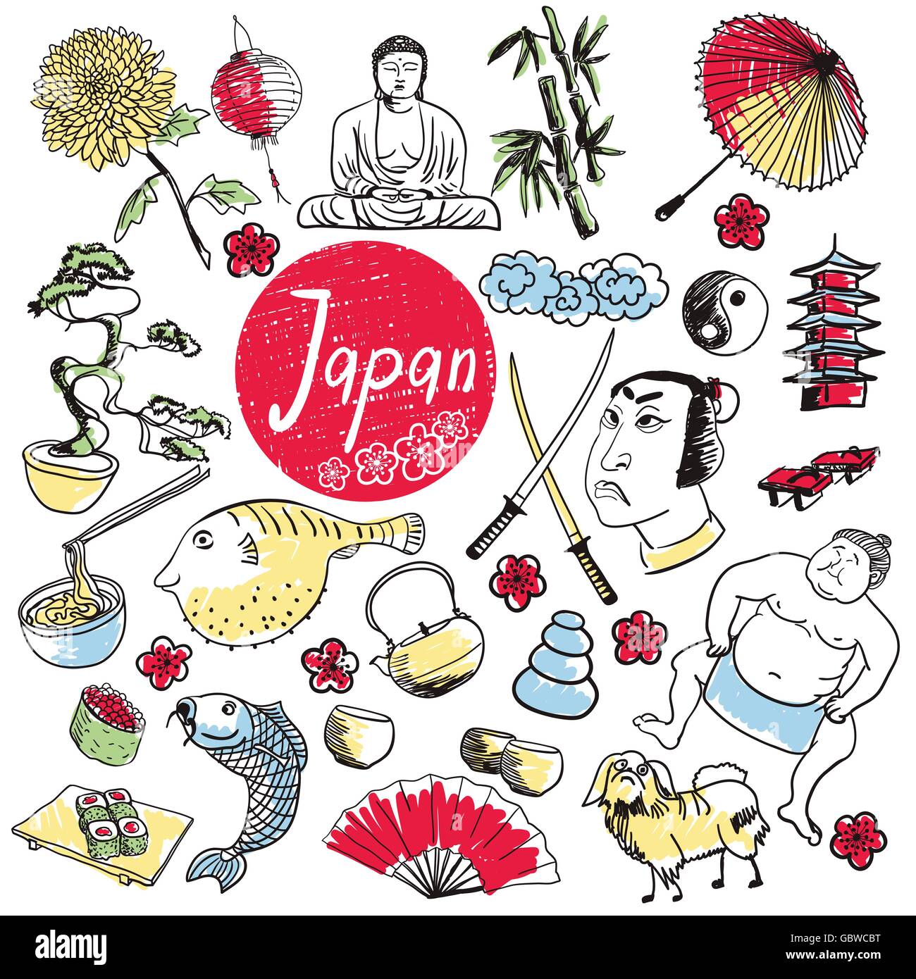 Vector set of tourist attractions Japan Stock Vector Image & Art Alamy