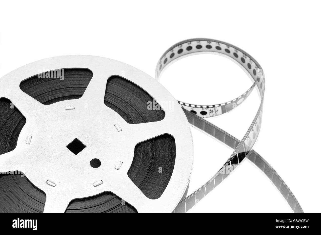 An abstract black and white real of movie film isolated on a white  background Stock Photo - Alamy