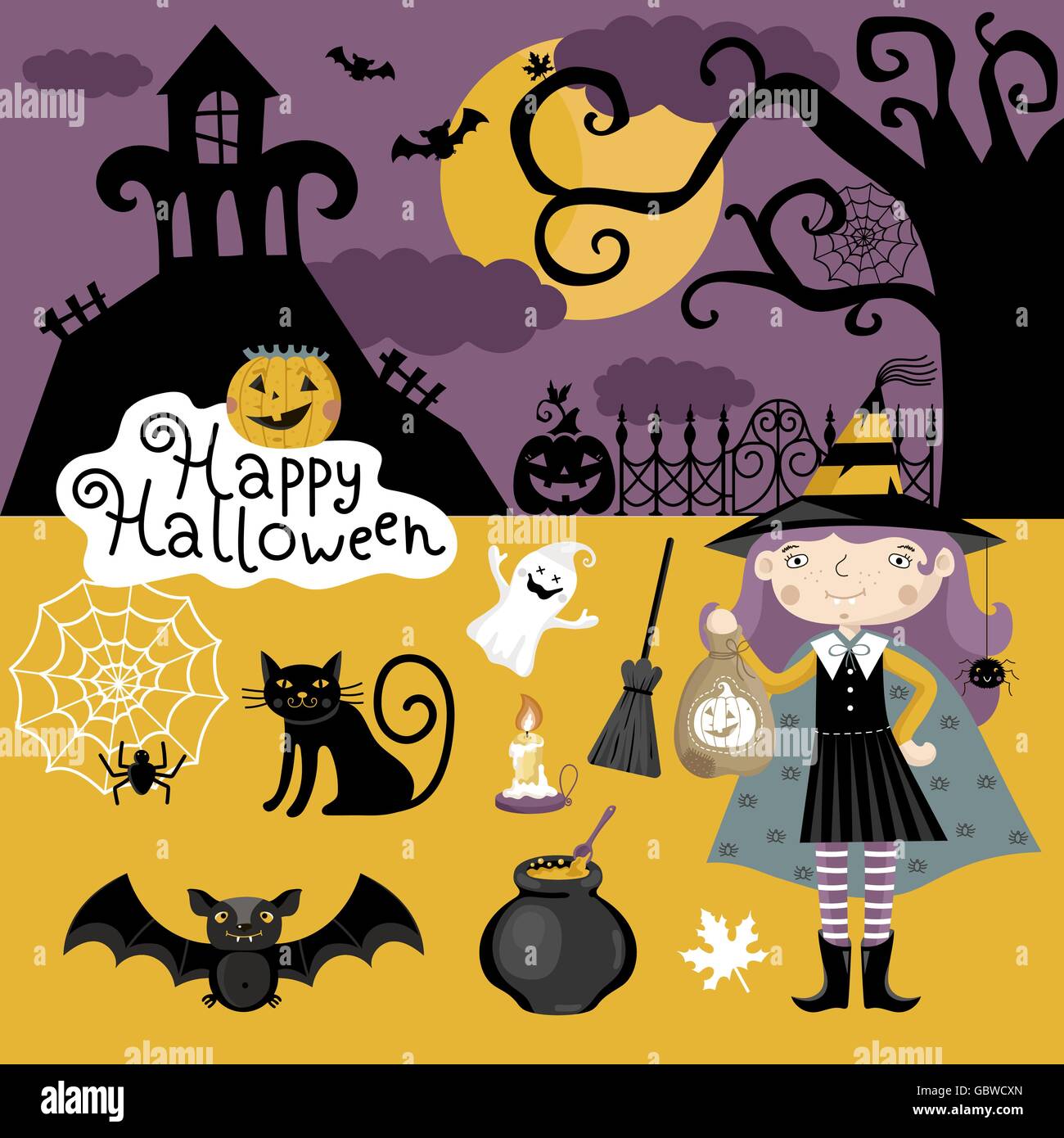 Set traditional elements of Halloween Stock Vector Image & Art Alamy
