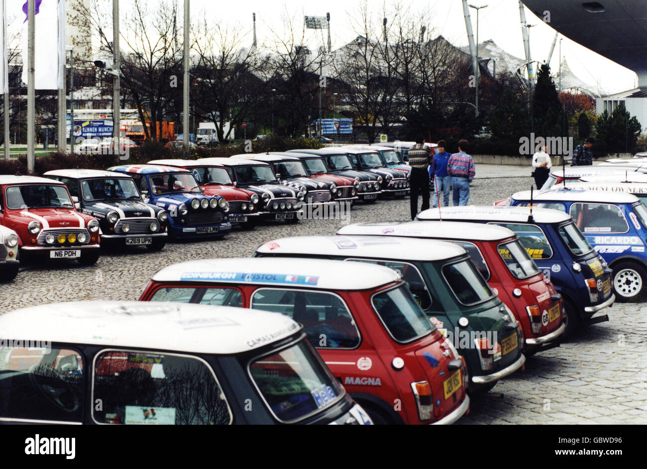 transport / transportation, cars, vehicle variants, Rover Mini Cooper, aid meeting, 1996, Additional-Rights-Clearences-Not Available Stock Photo