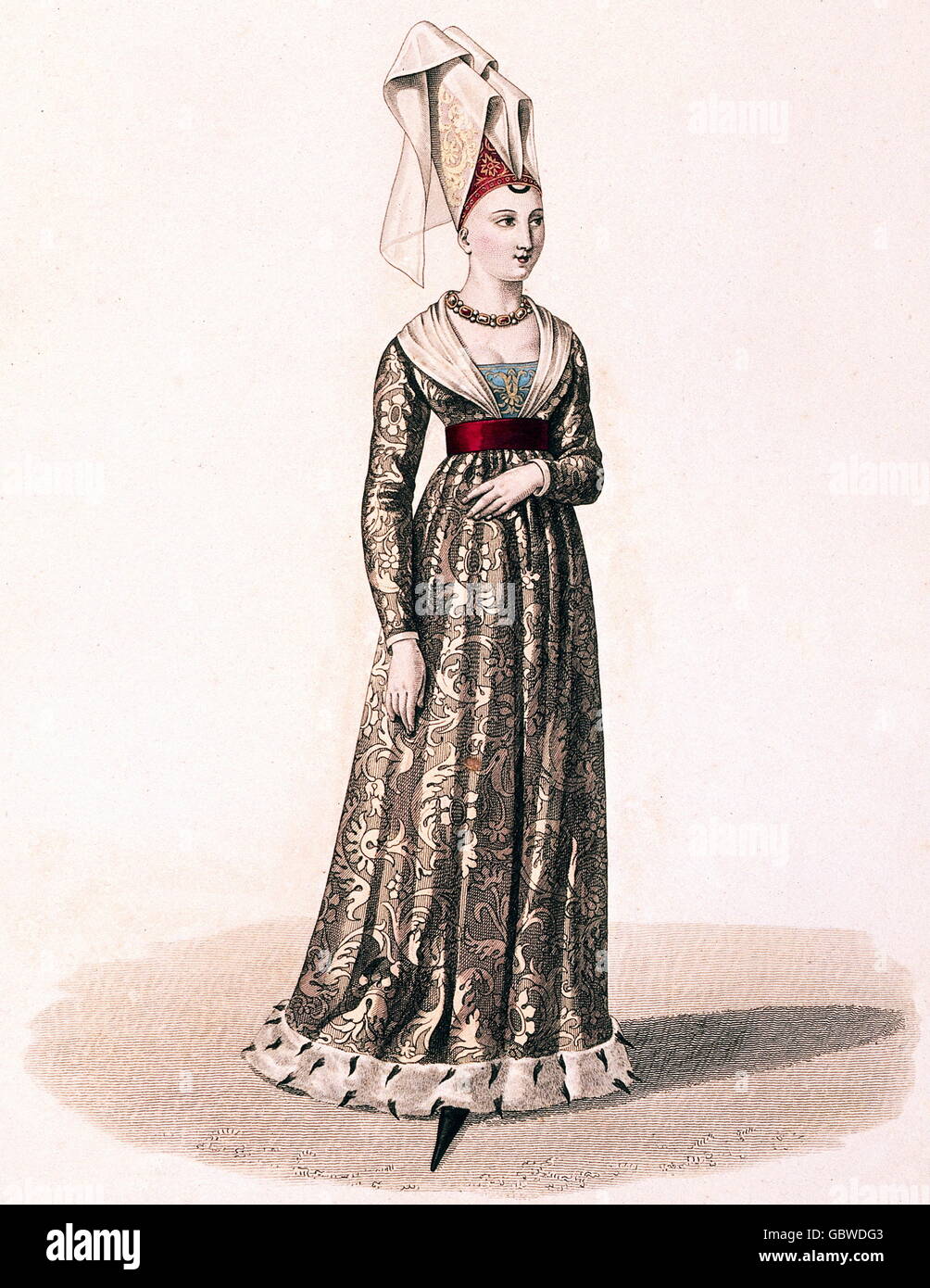 https://c8.alamy.com/comp/GBWDG3/fashion-middle-ages-ladies-fashion-female-servant-of-isabeau-of-bavaria-GBWDG3.jpg