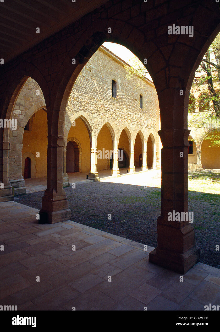 Courtyard of the castle. Mora de Rubielos, Teruel province, Aragon, Spain. Stock Photo