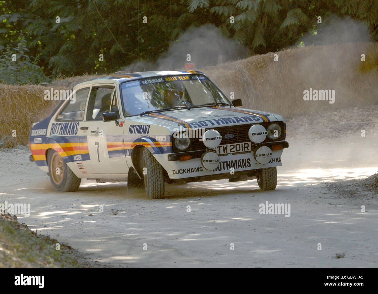 A Ford Escort MK2 RS1800 is driven around the Forest Rally Stage during ...