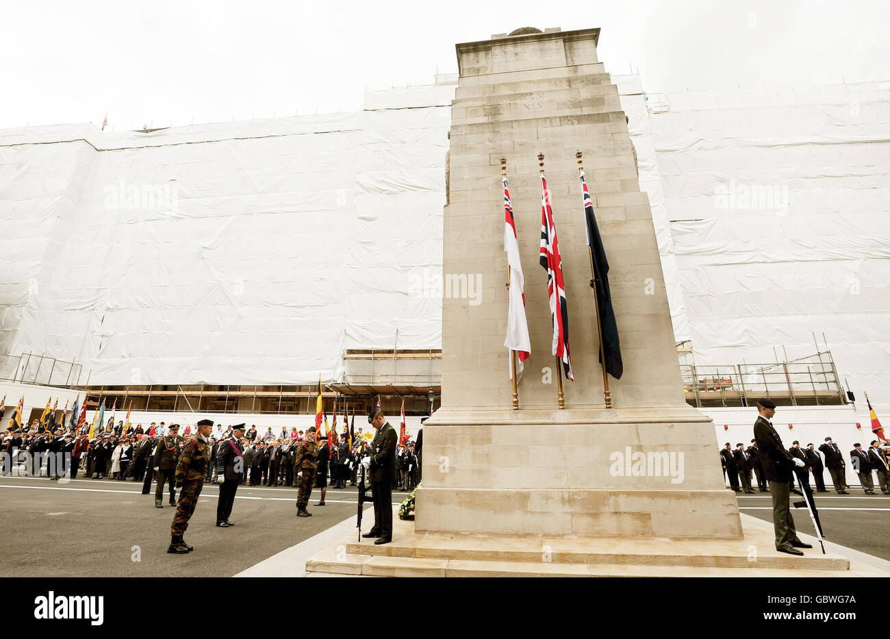 Prince Philippe of Belgium at the 75th anniversary of the Belgian Parade at the Cenotaph in London, where the Belgians honour the dead of both World Wars. Stock Photo