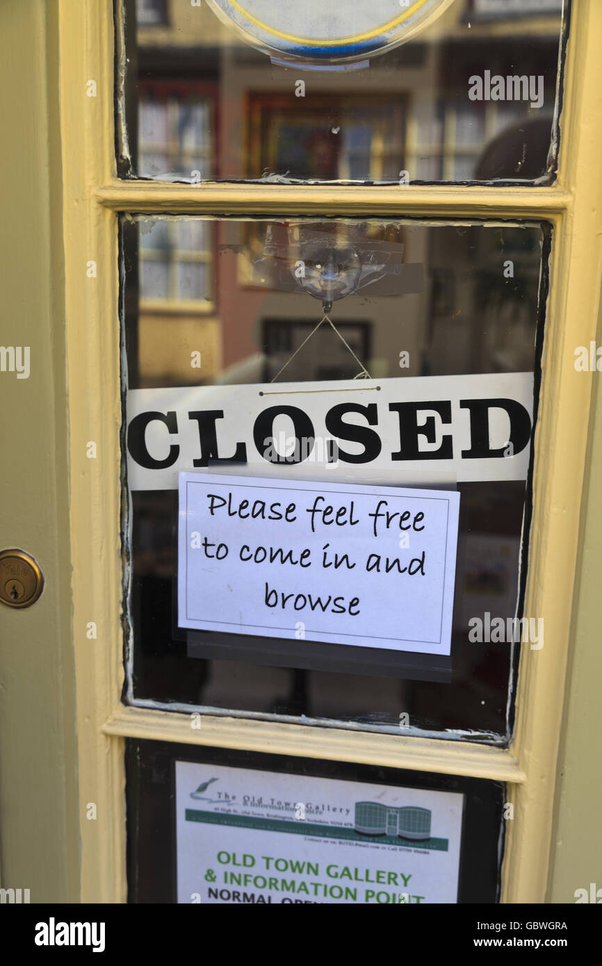 Curious sign in shop window in Bridlington Old Town Stock Photo - Alamy