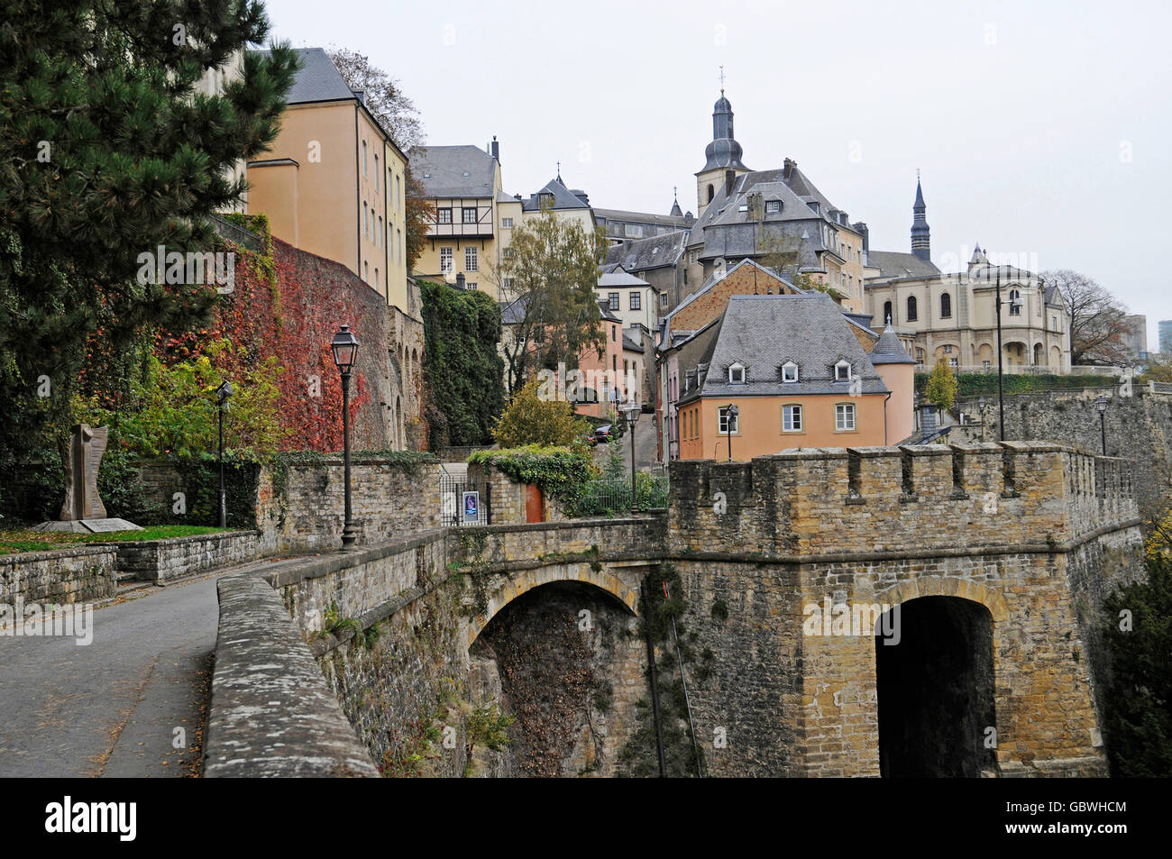 Historic city, city walls, city fortification, Luxembourg city, Luxembourg Stock Photo
