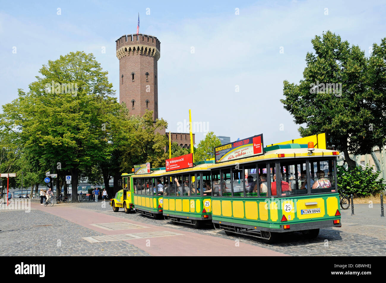 City tour, Rhine promenade, Malakoffturm, Malakoff Tower, Rheinauhafen, Cologne, Koeln, Rhineland, North Rhine-Westphalia, Germany / Köln Stock Photo