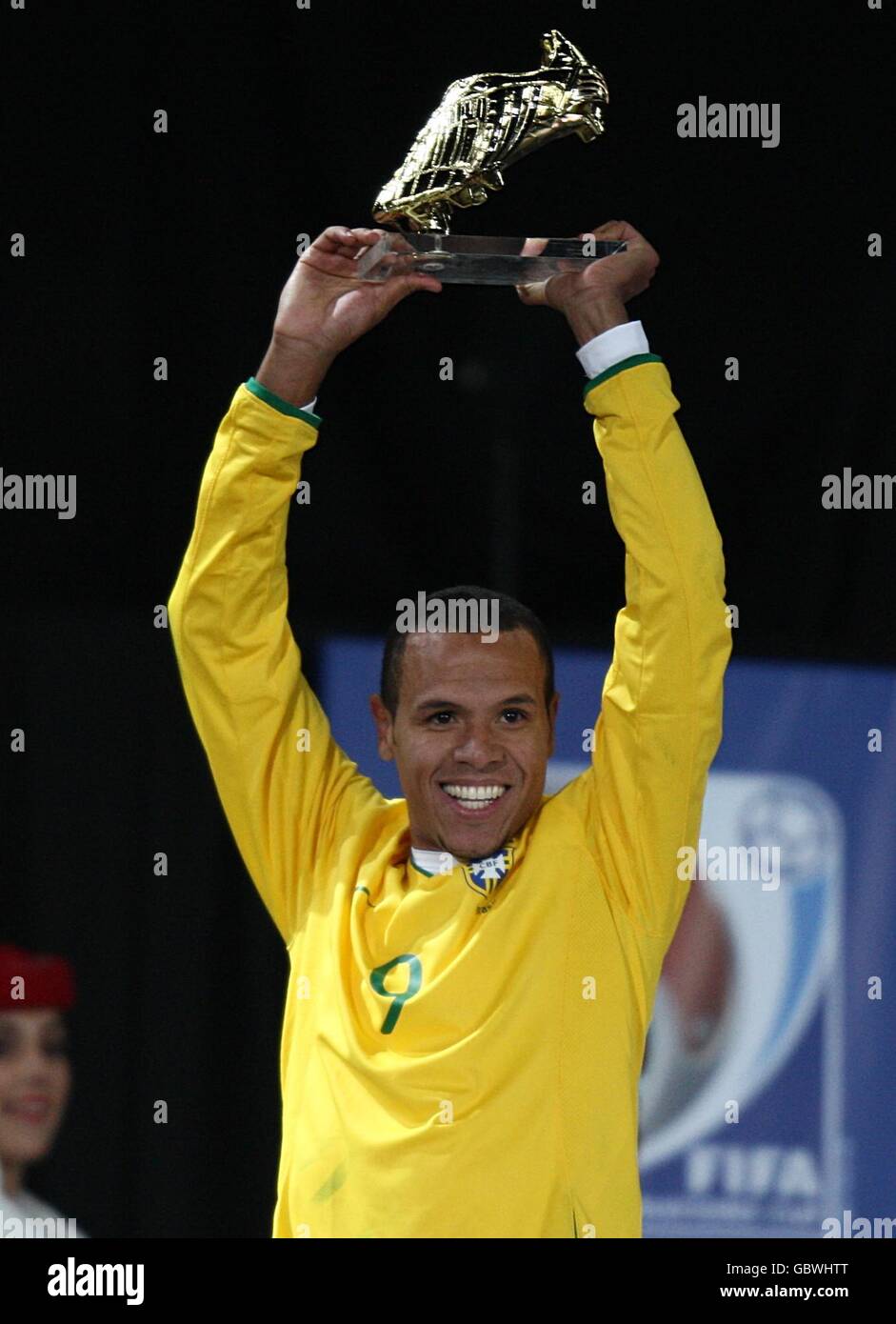 Soccer - 2009 FIFA Confederations Cup - Final - USA v Brazil - Ellis Park. Brazil's Luis Fabiano celebrates with the golden boot after the Confederations Cup Final Stock Photo