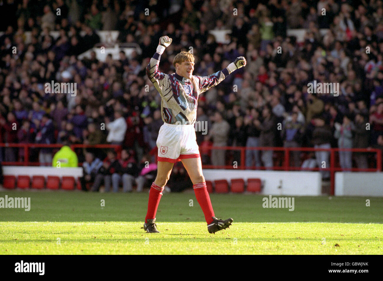 Soccer - Endsleigh League Division One - Nottingham Forest v Tranmere Rovers - City Ground. Nottingham Forest's goalkeeper Tommy Wright celebrates a goal. Stock Photo