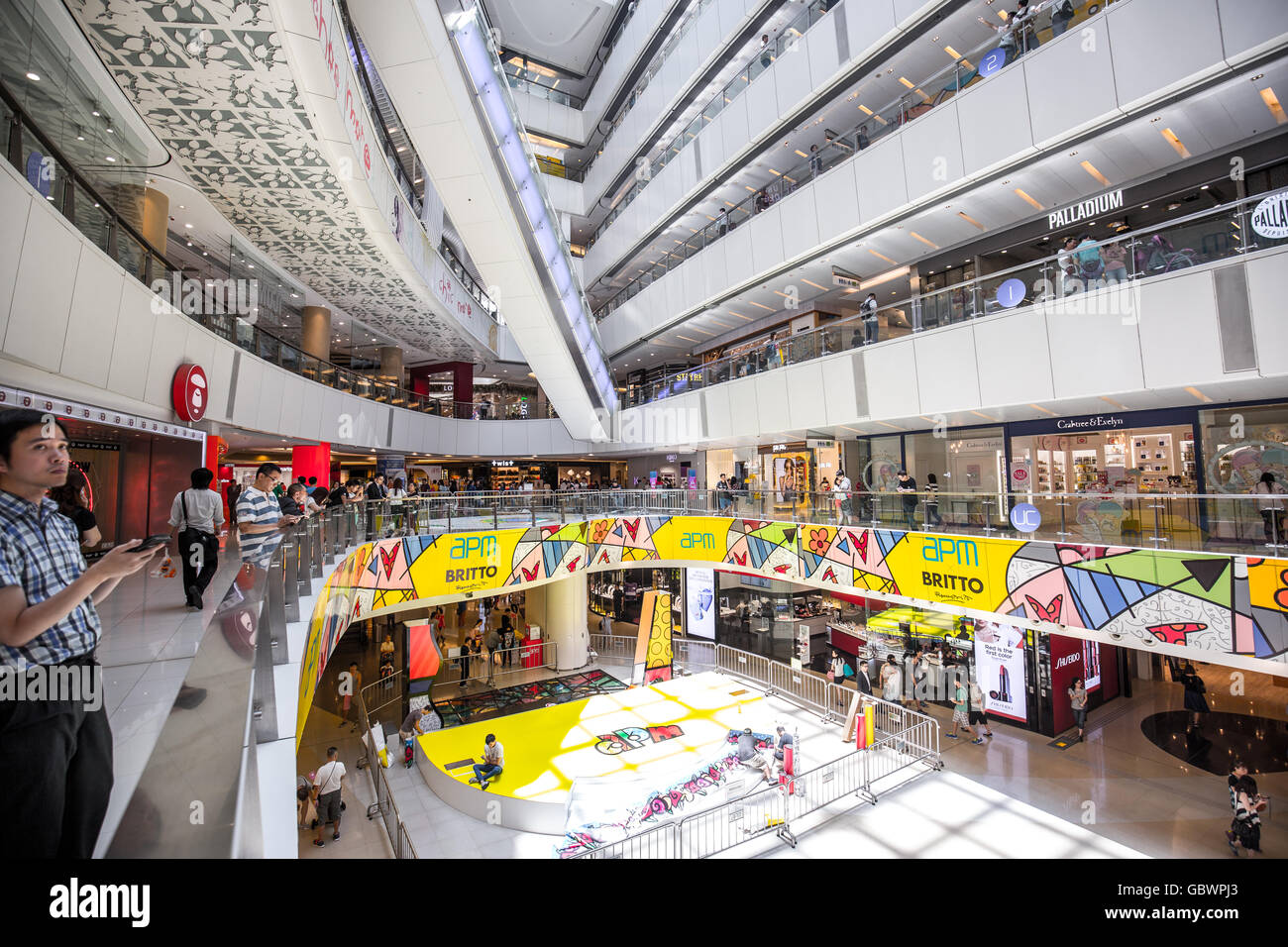 Kwun Tong Hong Kong July 07 2016 People Shopping Inside Apm Shopping Mall In Kwun Tong 