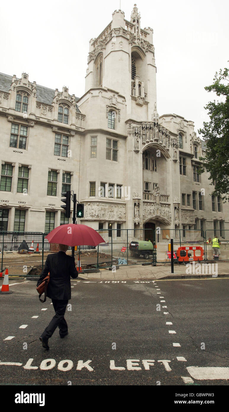 A general view of the Supreme Court of the United Kingdom, whose construction at the renovated Middlesex Guildhall in Parliament Square in central London, has until recently been hidden behind hoardings. Stock Photo