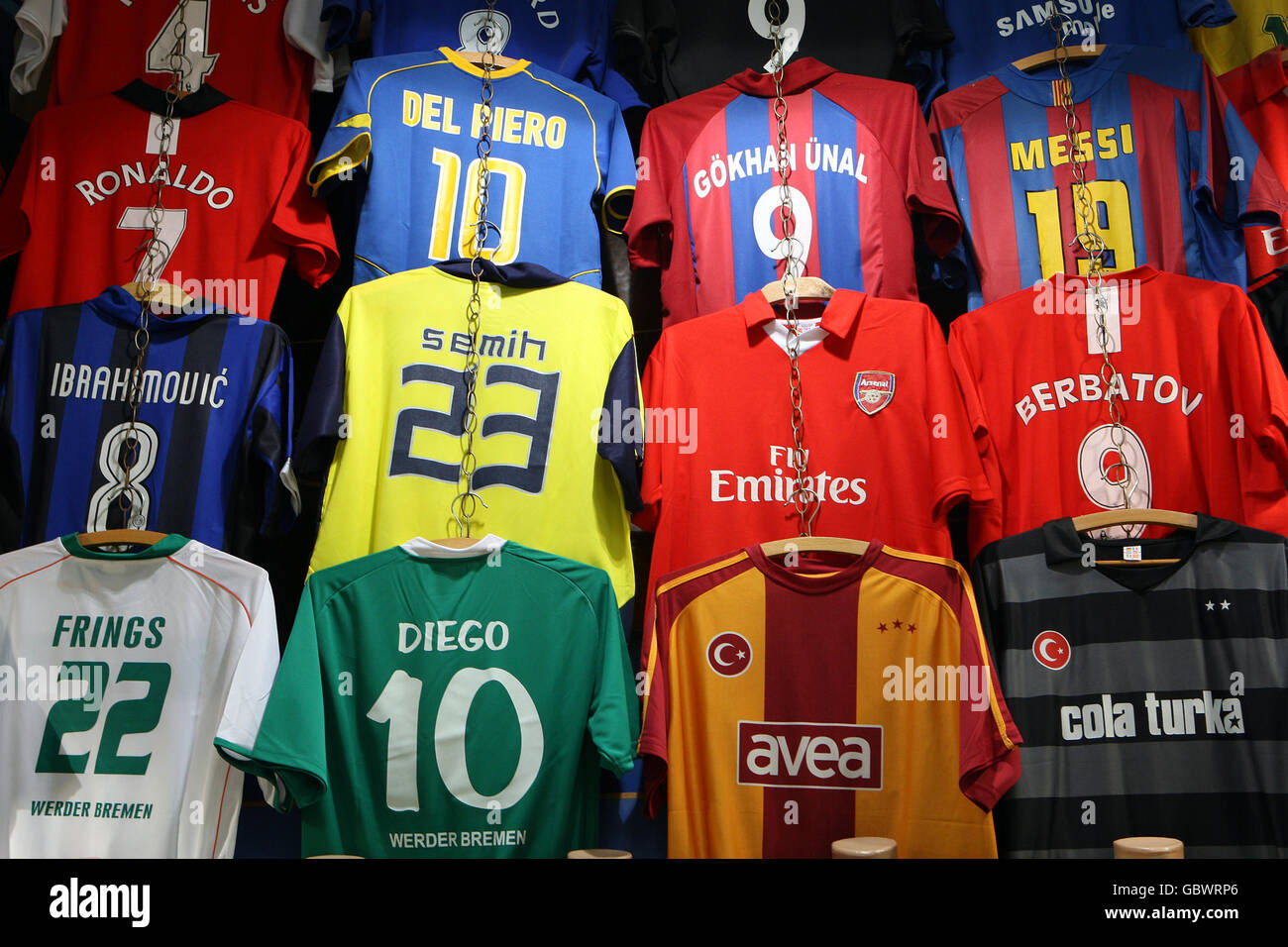 Replica football shirts on sale in the grand bazaar hi-res stock  photography and images - Alamy