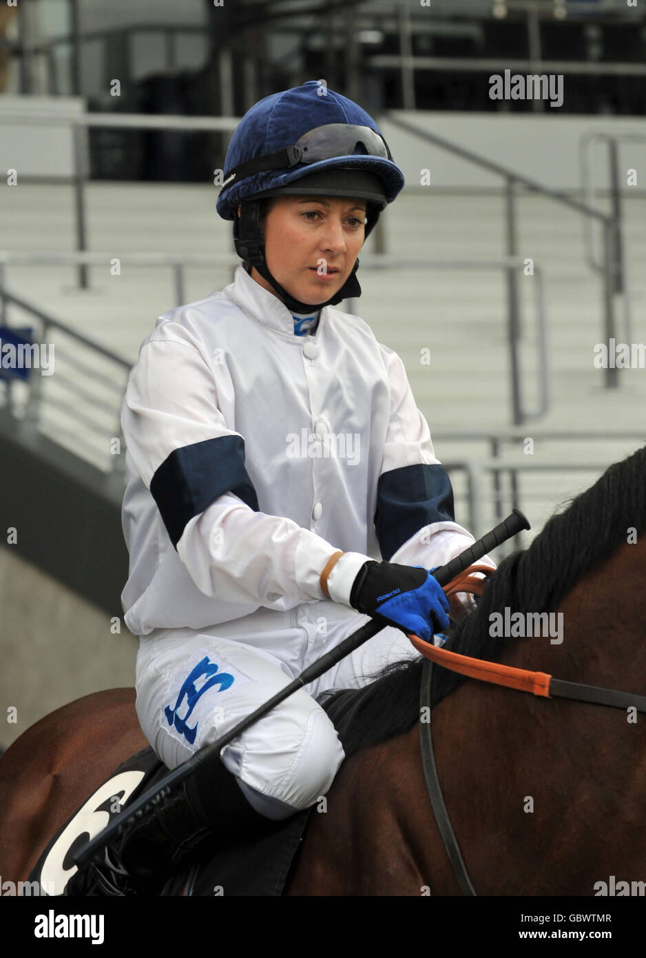 Horse Racing - First July Friday - Ascot Racecourse. Jockey Hayley Turner makes her comeback after injury on Prompter for the Iron Stand Winkfield Novice Stakes at Ascot Racecourse, Berkshire. Stock Photo