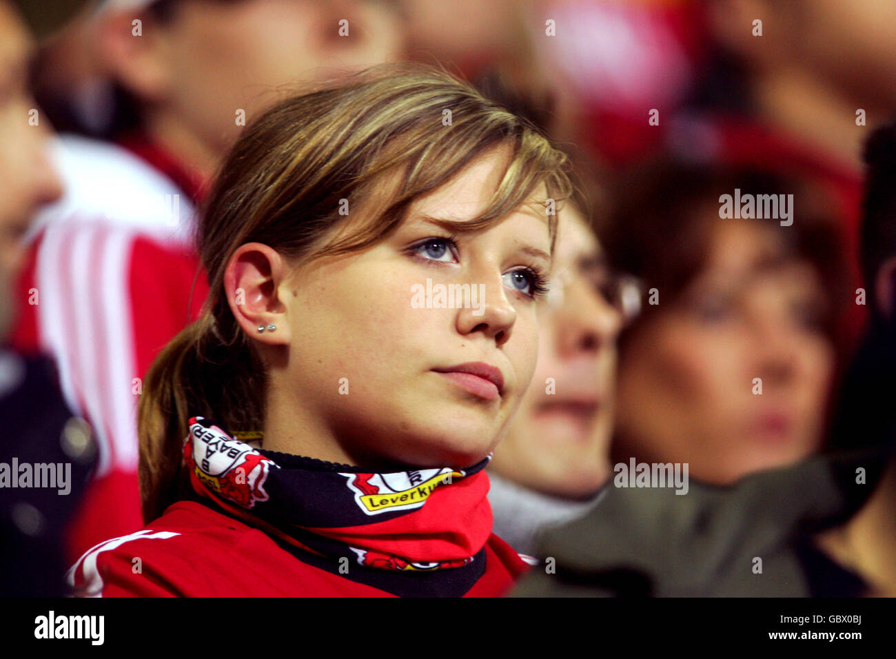 A bayer leverkusen fan during the game hi-res stock photography and