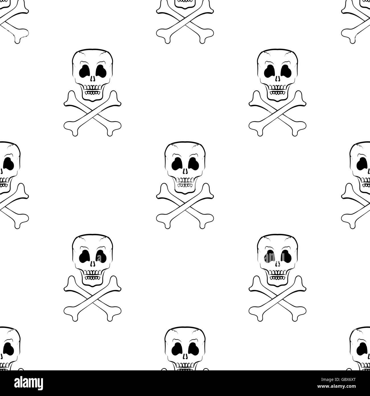 Skull crossbones seamless pattern Black and White Stock Photos & Images ...
