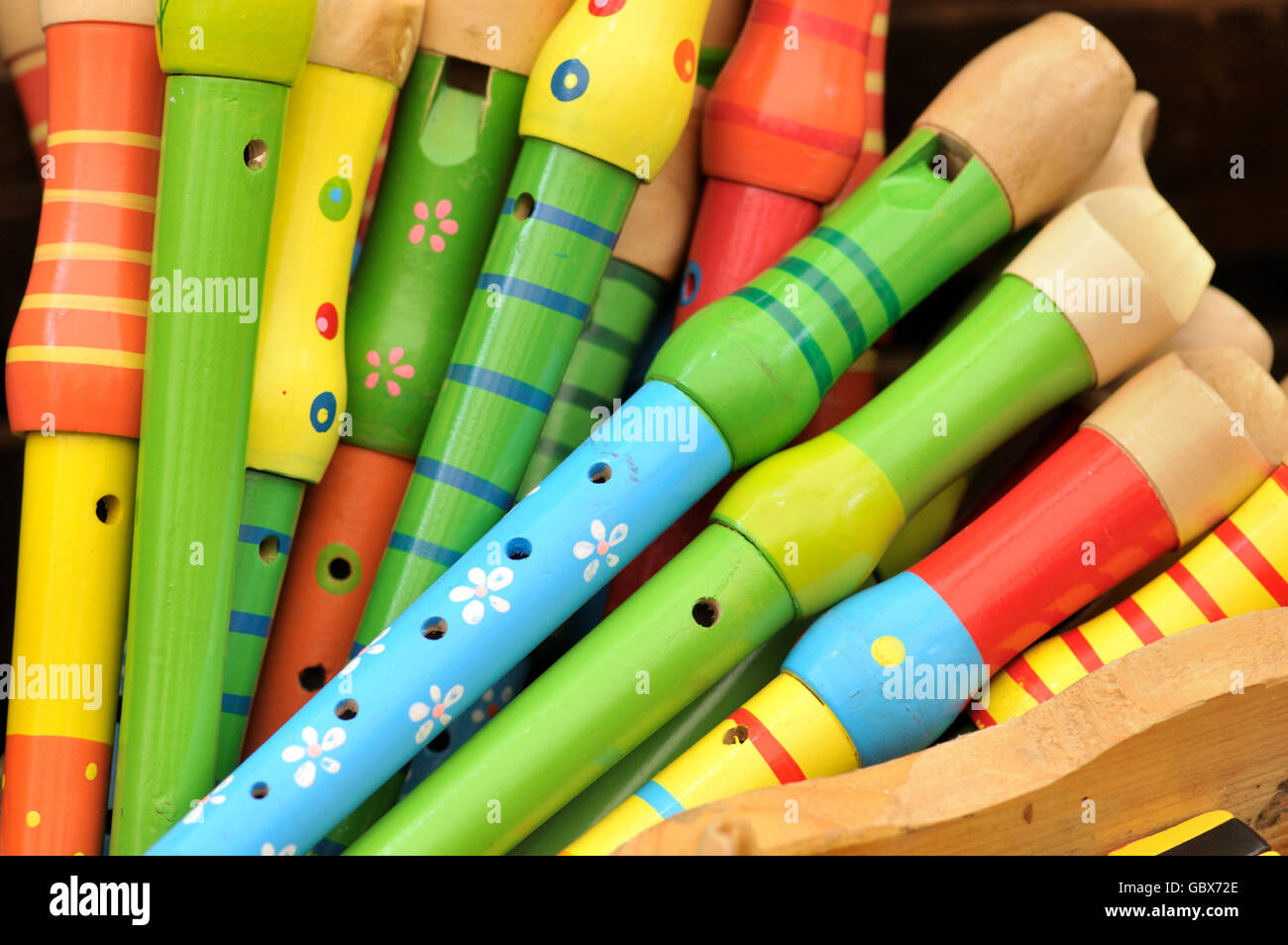 Flutes. Childish musical instrument. . Barcelona, Catalonia, Spain