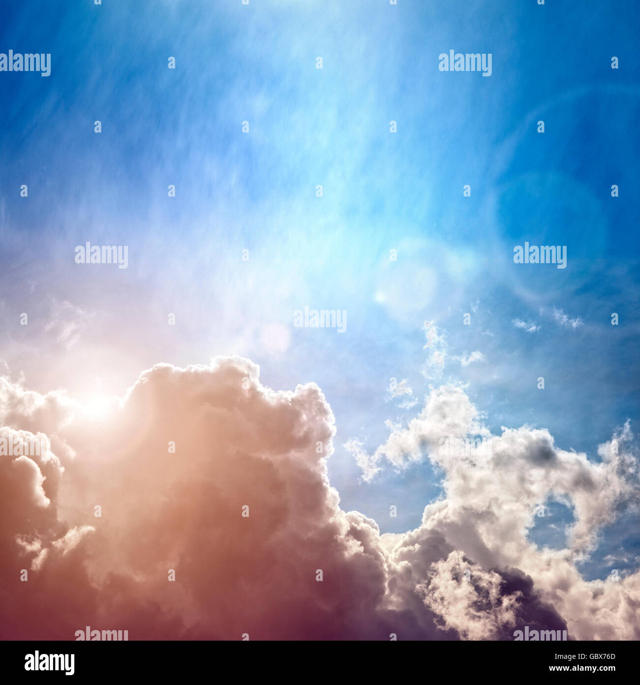 Cloud and sun background concept for nature, environment or religious message Stock Photo