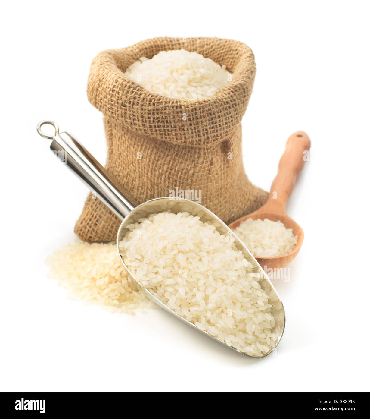 Scoop Cooked Rice rice in scoop isolated on white background Stock Photo - Alamy