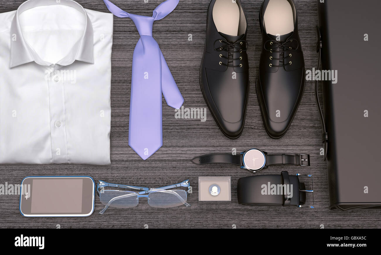 Man Accessories Business Style Clothes Gadgets Stock Photo