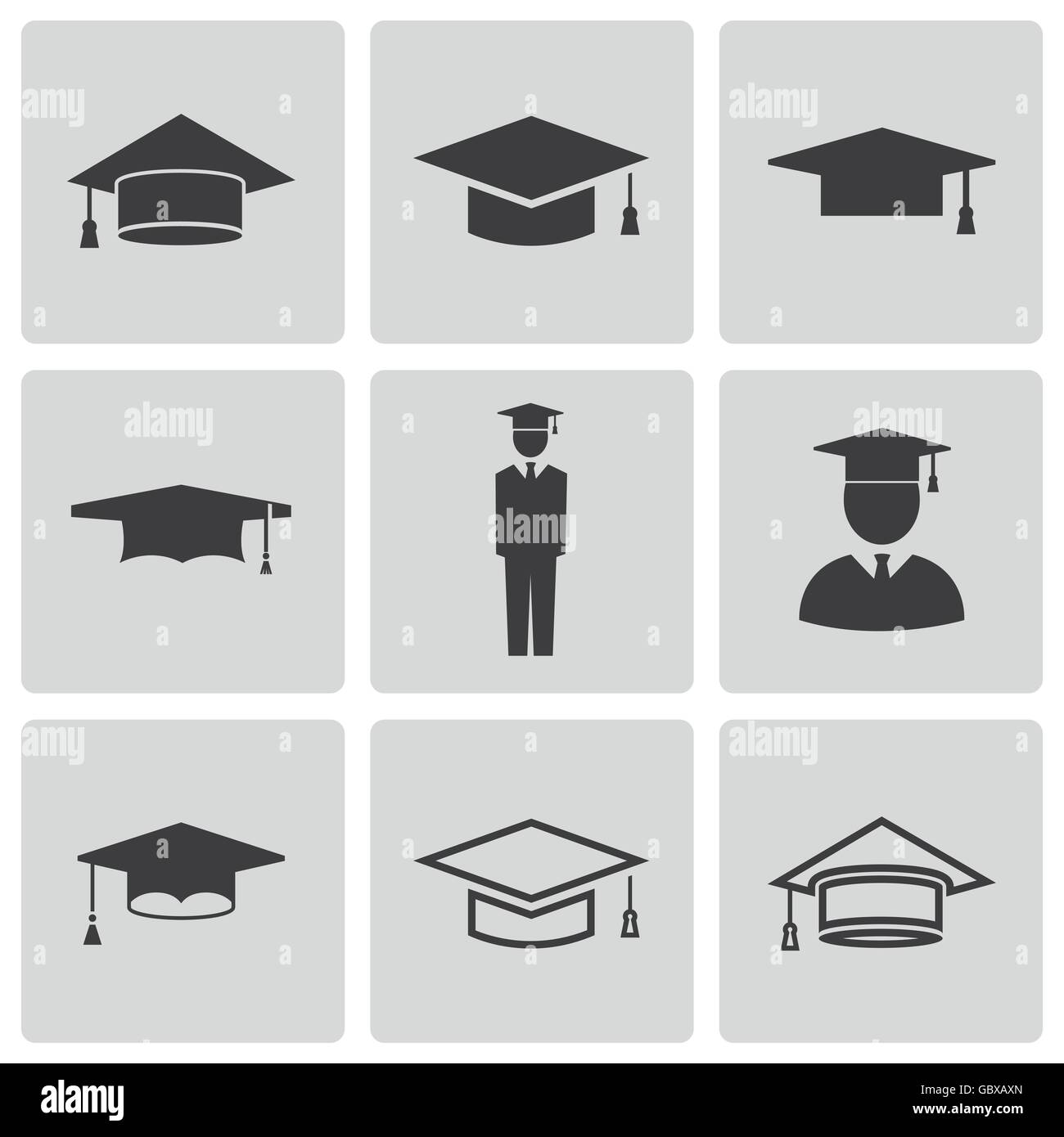 Vector black academic cap icons set Stock Vector Image & Art - Alamy
