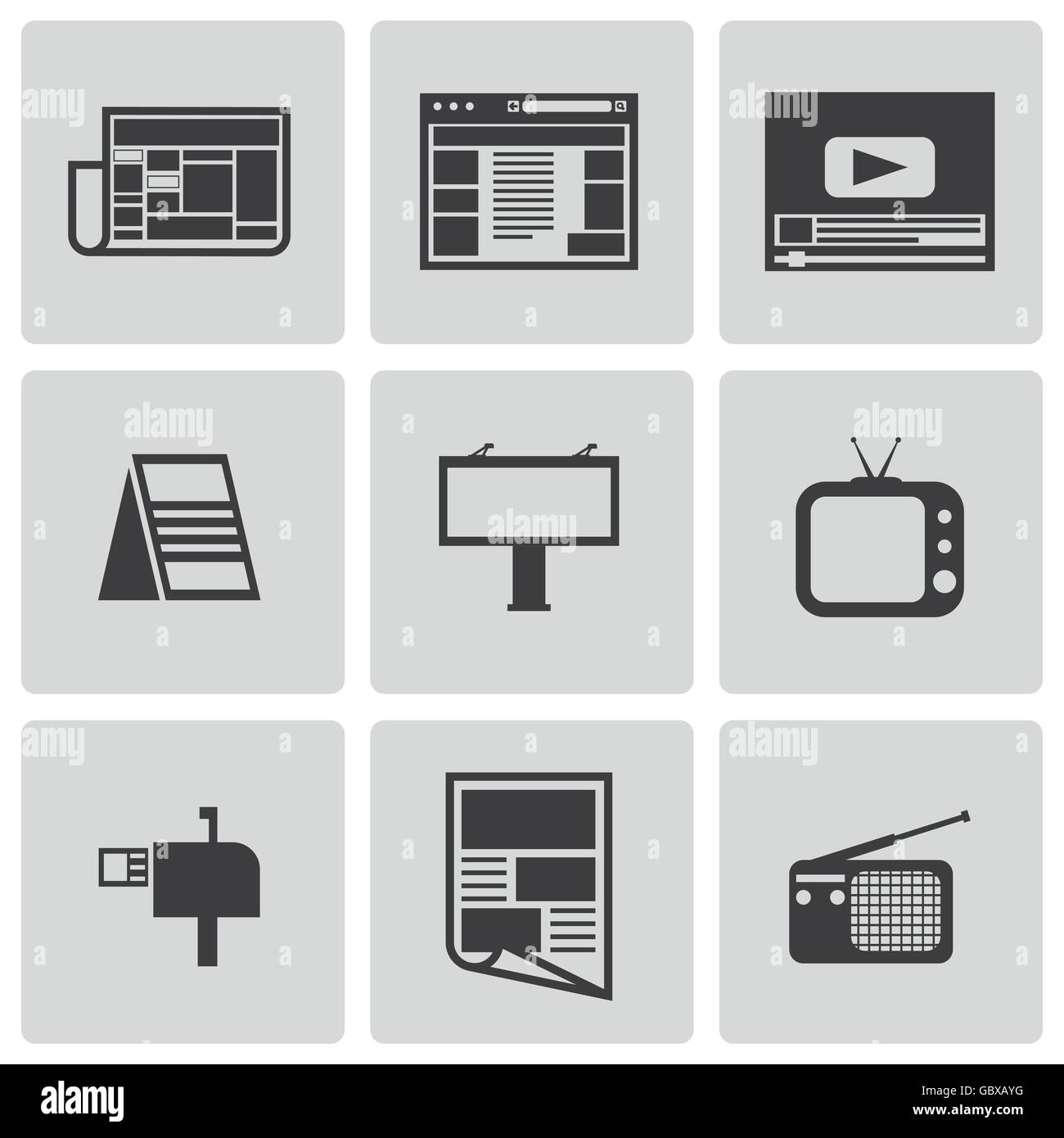 Vector black advertisement icons set Stock Vector Image & Art - Alamy