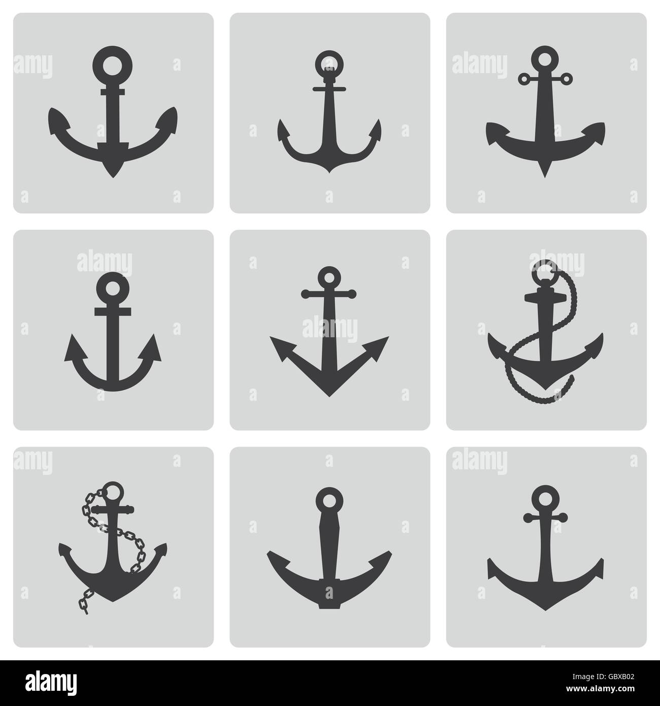 Vector black anchor icons set Stock Vector Image & Art - Alamy