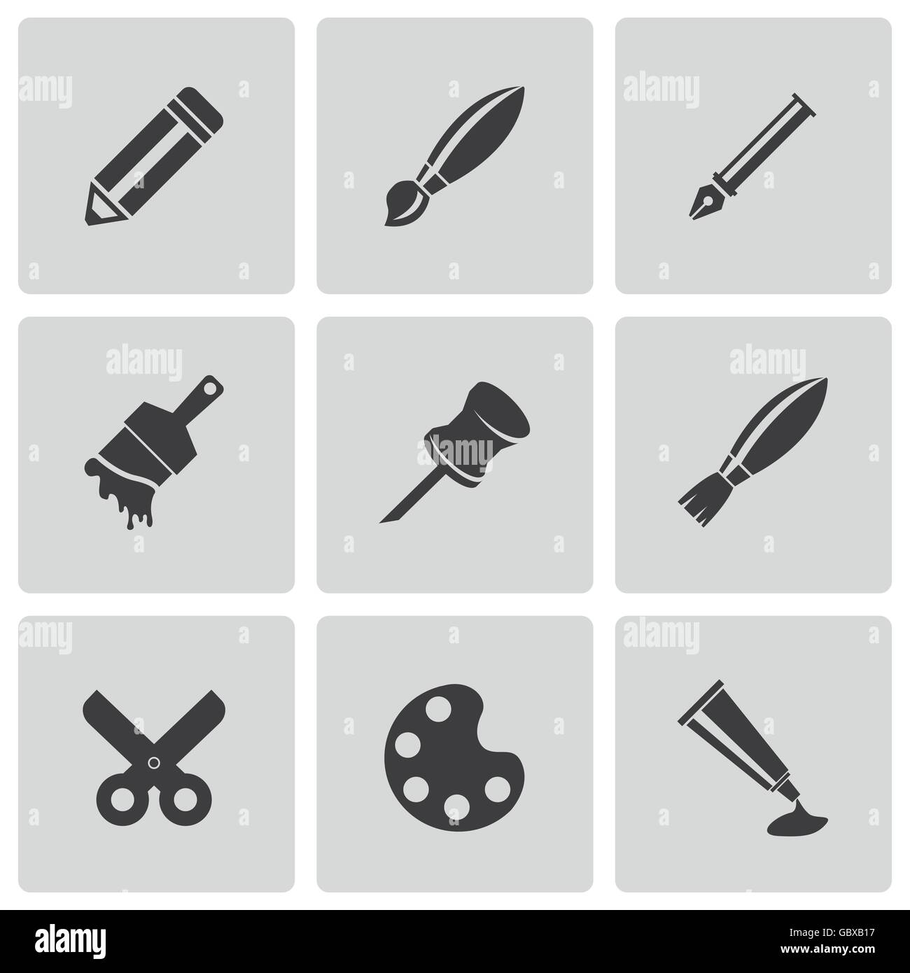 Vector black art tool icons set Stock Vector Image & Art - Alamy